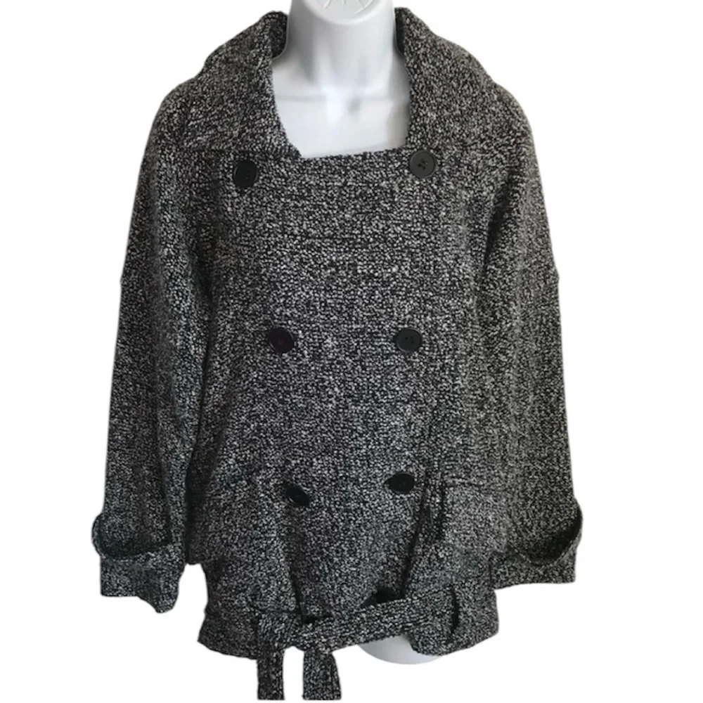 FP Free People Women’s XS Salt & Pepper Knit Hem Tie Cardigan Sweater Jacket EUC